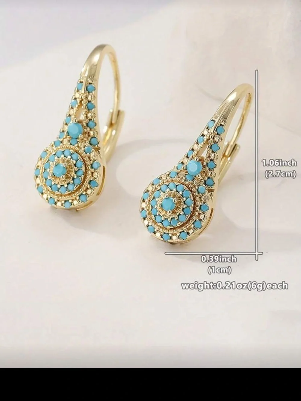 Vintage Gold Turquoise Teardrop Earrings